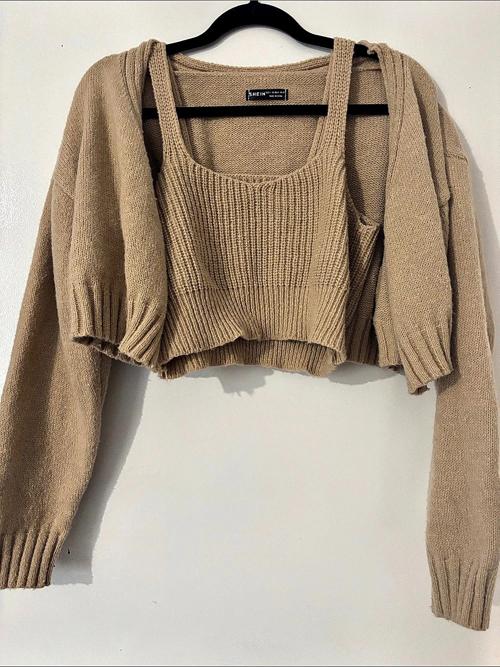 Knit Cardigan & Tank Set in Brown Like New - Picture 1 of 3